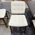 Walnut w/ Tufted Cream Fabric Counter Stool