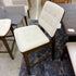 Walnut w/ Tufted Cream Fabric Counter Stool