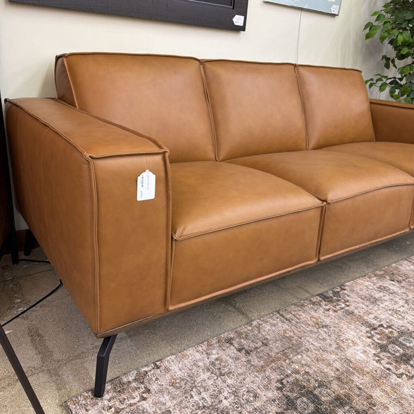 Mod Tan Leather Sofa