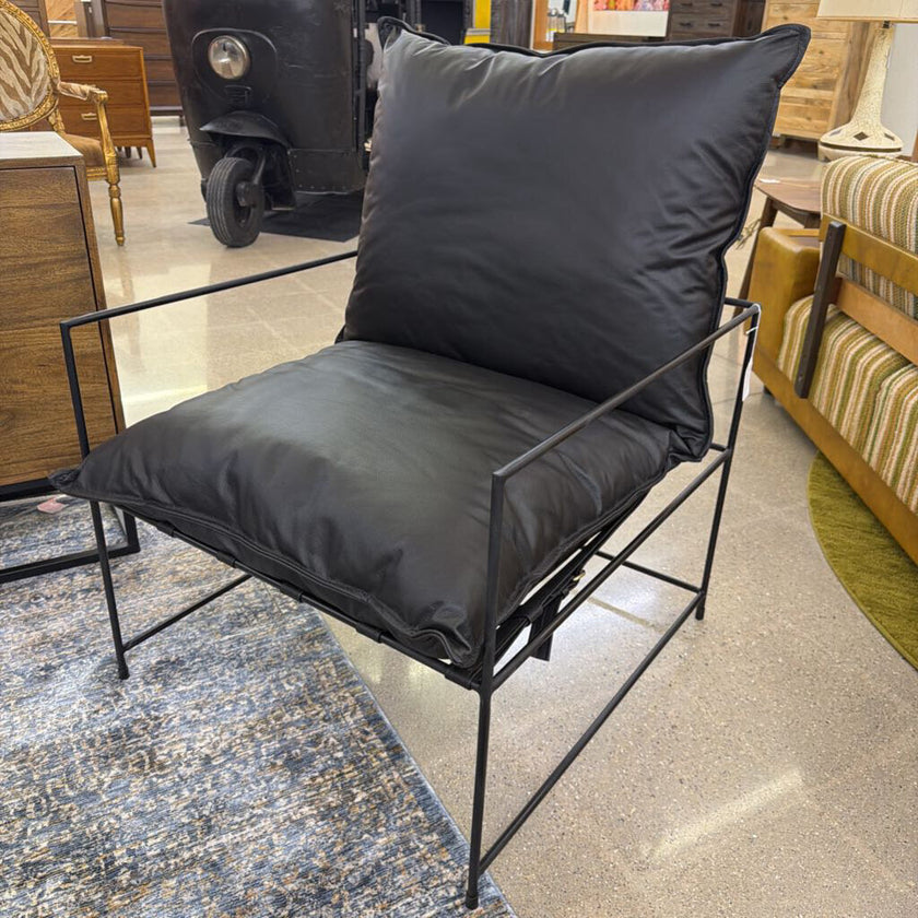 Hagen Leather & Iron Accent Chair