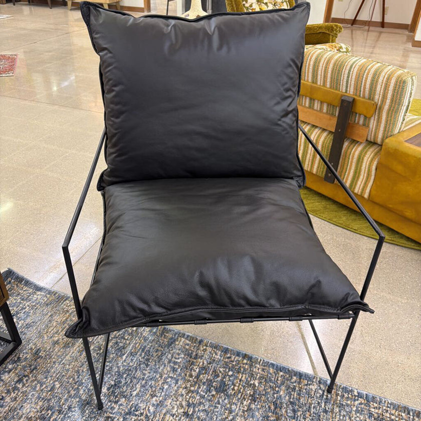 Hagen Leather & Iron Accent Chair