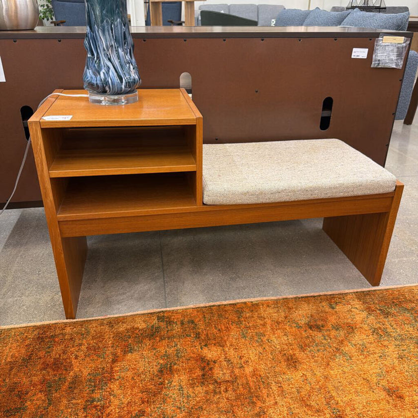 Vintage Teak Telephone Bench