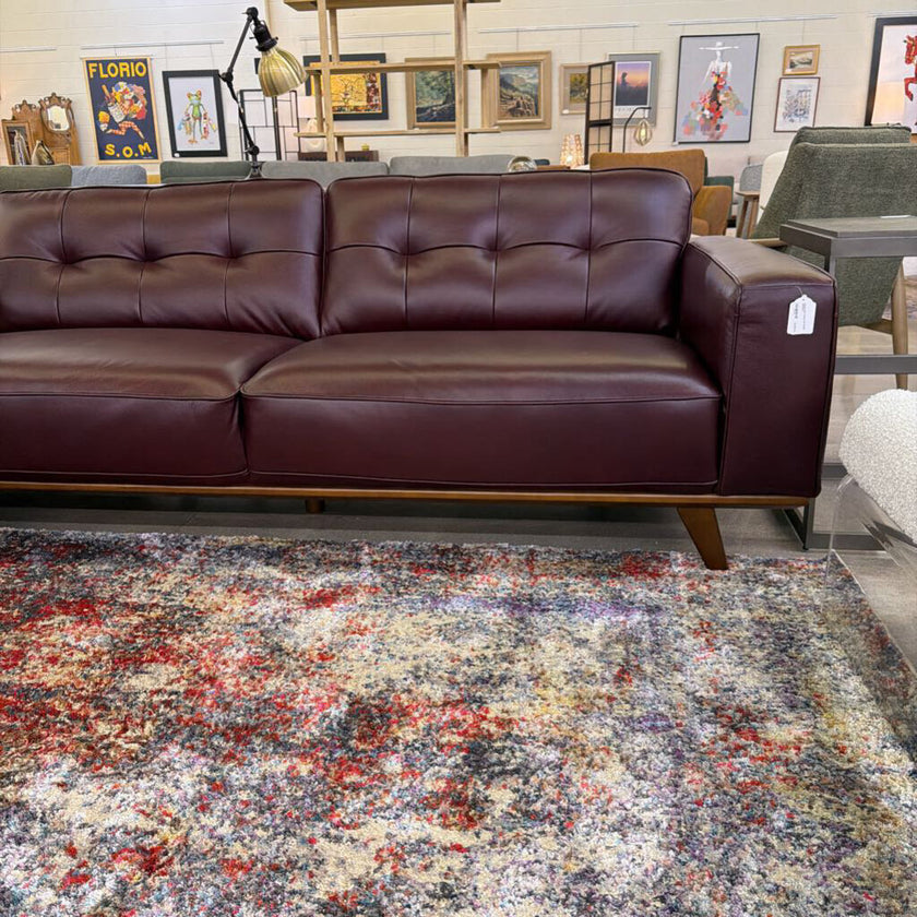 Odense Red Leather LAF Chaise Sectional