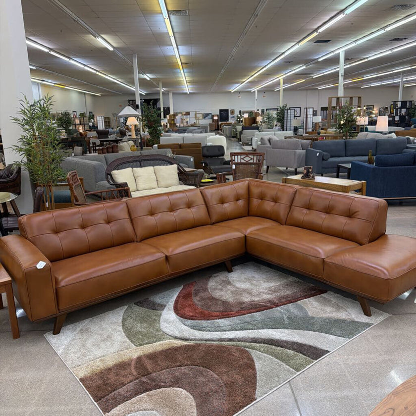 Odense Russet Leather RAF Chaise Sectional