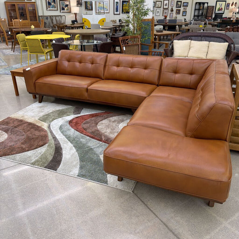 Odense Russet Leather RAF Chaise Sectional