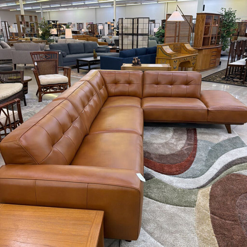 Odense Russet Leather RAF Chaise Sectional