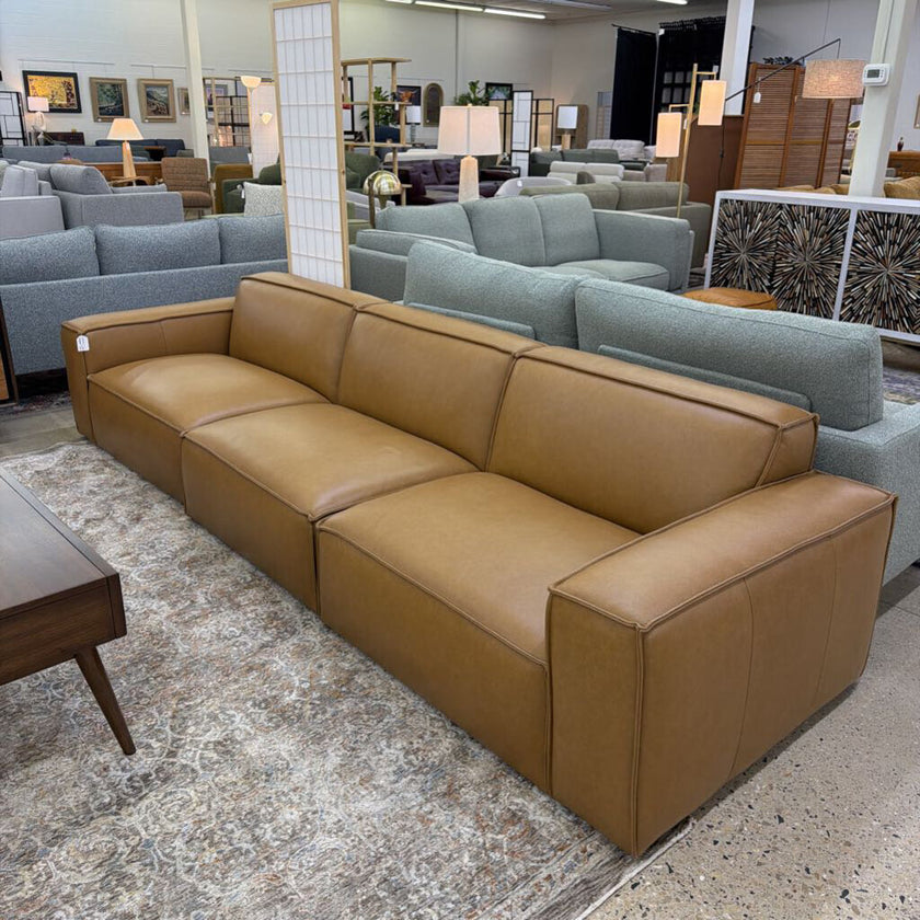 Castlery Jonathan Caramel Leather Sofa