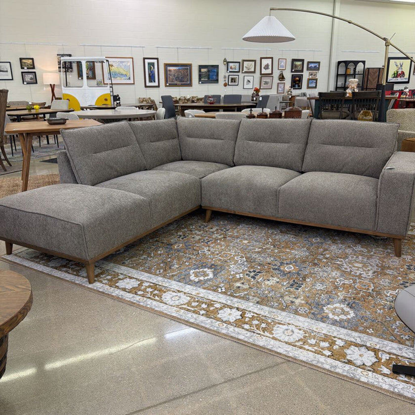 Grey Wood Trim LAF Sectional