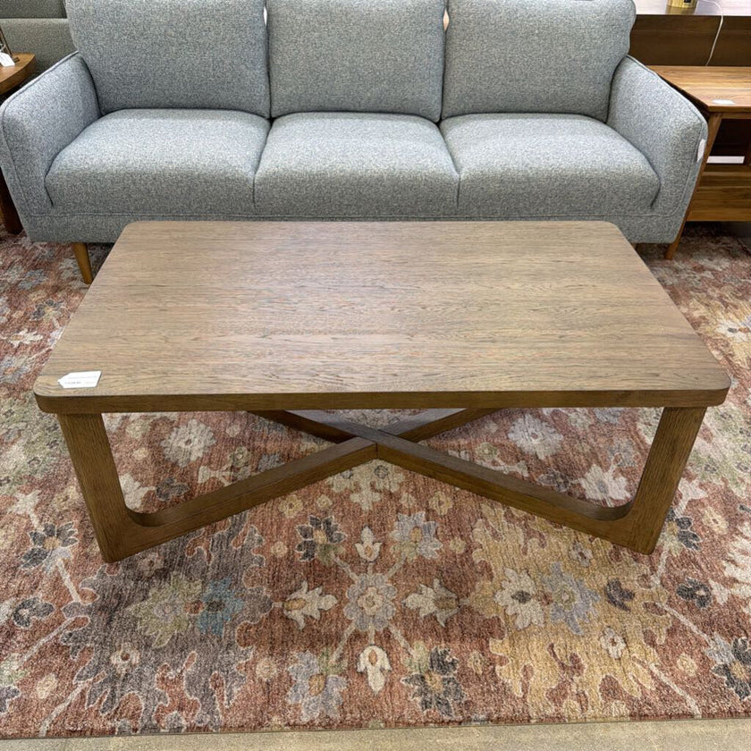 X Base Round Wood Coffee Table