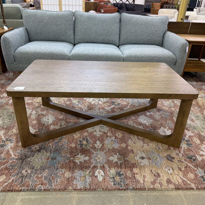 X Base Round Wood Coffee Table