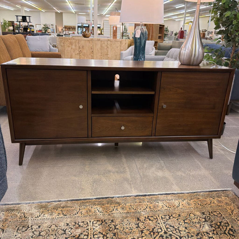 Walnut 2 Door 1 Drawer Media Stand