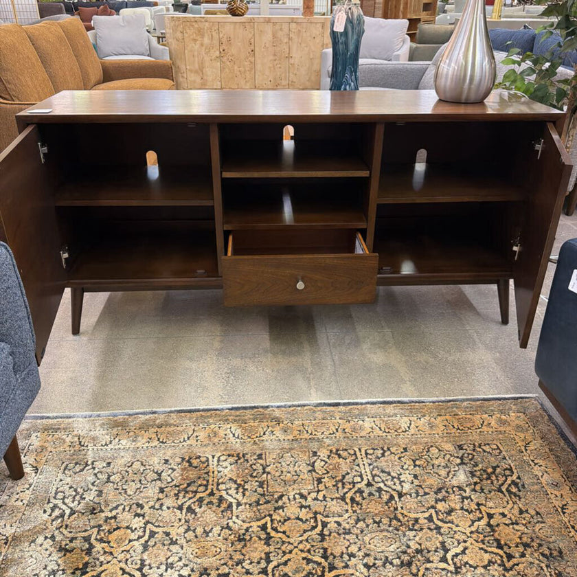 Walnut 2 Door 1 Drawer Media Stand